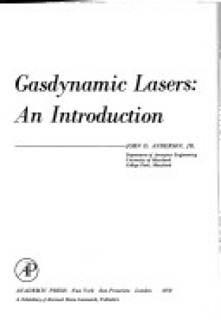 Cover of Gas Dynamic Lasers