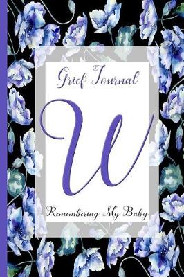 Book cover for Blue Watercolor Flowers, Monogram Letter W