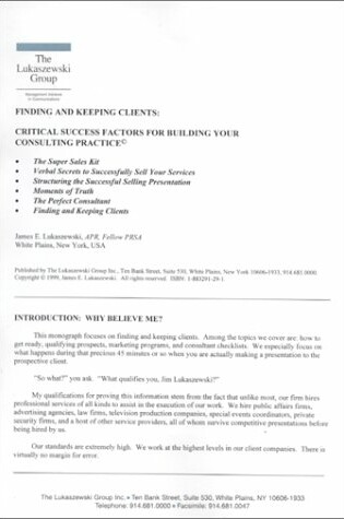 Cover of Finding and Keeping Clients