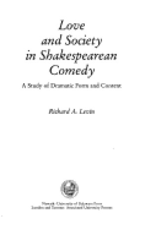 Cover of Love and Society in Shakespearean Comedy