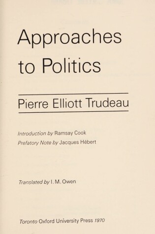 Cover of Approaches to Politics