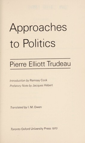 Book cover for Approaches to Politics