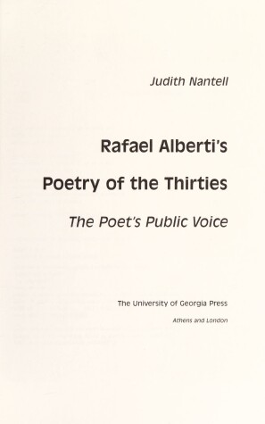 Book cover for Rafael Alberti's Poetry of the Thirties