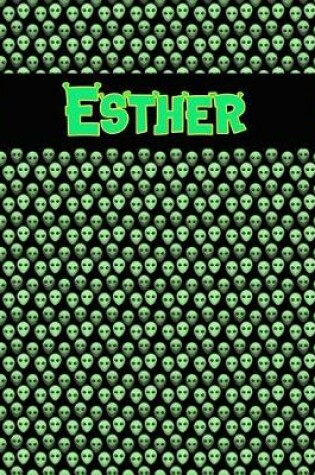 Cover of 120 Page Handwriting Practice Book with Green Alien Cover Esther