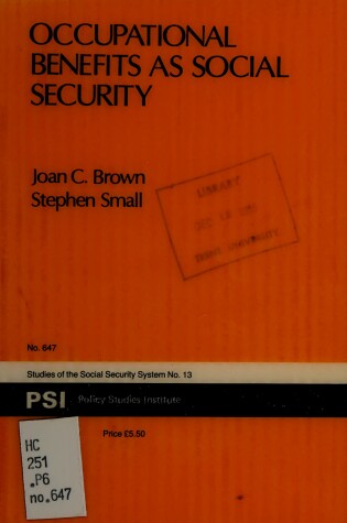 Cover of Occupational Benefits as Social Security