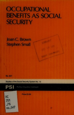 Book cover for Occupational Benefits as Social Security