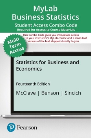 Cover of Mylab Statistics with Pearson Etext -- Combo Access Card -- For Statistics for Business and Economics--18 Weeks and 9780137335312 Should Be Mylab Statistics with Pearson Etext -- Combo Access Card -- For Statistics for Business and Economics--24 Months