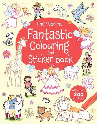 Book cover for Usborne Fantastic Colouring and Sticker Book