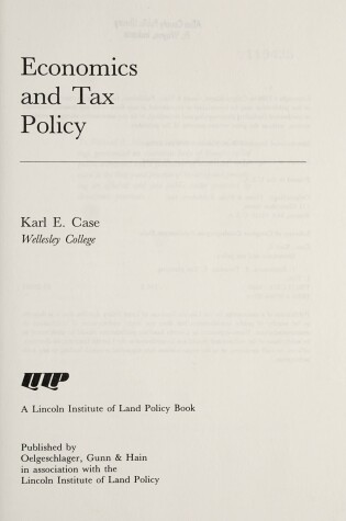 Cover of Economics and Tax Policy