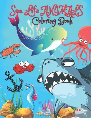 Book cover for sea life animals coloring book