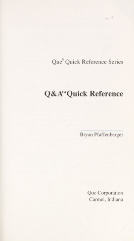 Book cover for Qanda Quick Reference