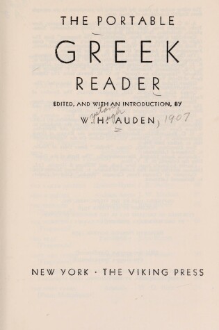 Cover of The Portable Greek Reader