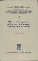 Book cover for A History of Interpretation of Hebrews 7, 1-10 from the Reformation to the Present