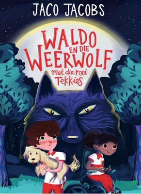 Book cover for Waldo en die Weerwolf met die Rooi Tekkies