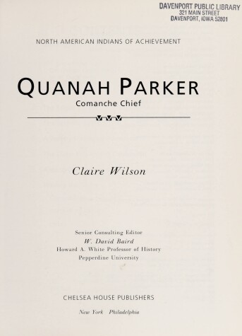 Book cover for Quanah Parker (Indian Leaders)(Oop)