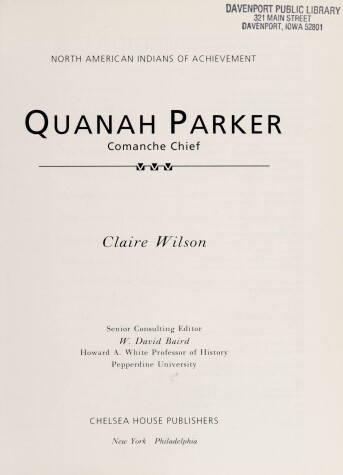 Cover of Quanah Parker (Indian Leaders)(Oop)