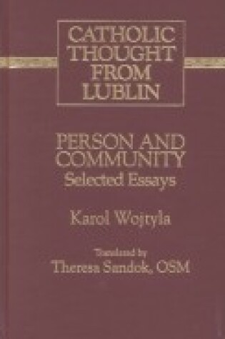 Cover of Person and Community