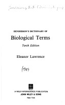 Book cover for Henderson's Dictionary of Biological Terms