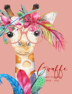 Book cover for 2020 2021 15 Months Giraffe Watercolor Daily Planner