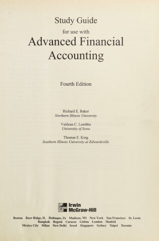 Cover of Study Guide for Use with Advanced Financial Accounting