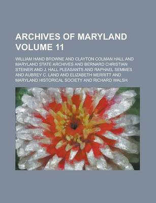 Book cover for Archives of Maryland (V.30)