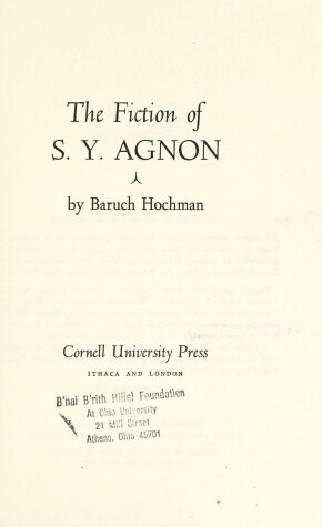 Cover of Fiction of Shmuel Yosef Agnon