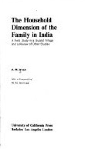 Cover of Household Dimension of the Family in India