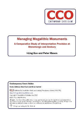 Cover of Managing Megalithic Monuments: A Comparative Study of Interpretation Provision at Stonehenge and Avebury