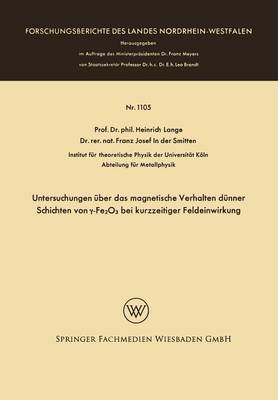 Cover of Untersuchungen UEber Das Magnetische Verhalten Dunner Schichten Von γ-Fe2o3 Bei Kurzzeitiger Feldeinwirkung