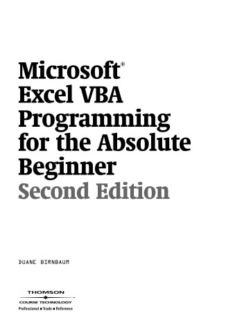 Cover of Microsoft Excel VBA Programming for the Absolute Beginner