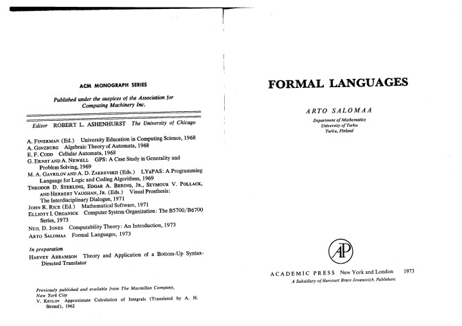 Book cover for Formal Languages