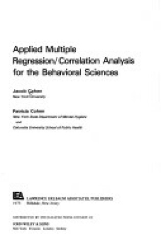 Cover of Applied Multiple Regression