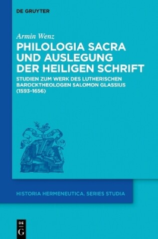 Cover of Philologia Sacra Und Auslegung Der Heiligen Schrift