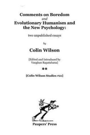 Cover of 'Comments on Boredom' and 'Evolutionary Humanism and the New Psychology'