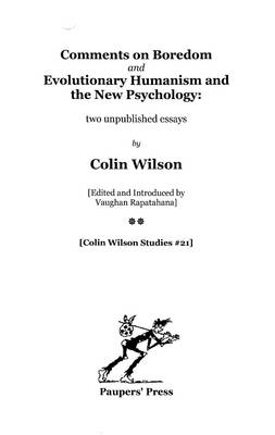 Cover of 'Comments on Boredom' and 'Evolutionary Humanism and the New Psychology'