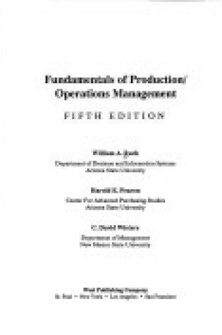 Cover of Fundamentals of Production/Operations Management