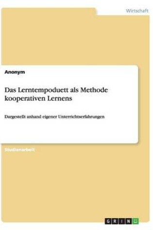 Cover of Das Lerntempoduett als Methode kooperativen Lernens