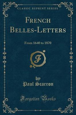 Book cover for French Belles-Letters