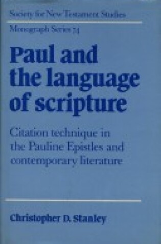 Cover of Paul and the Language of Scripture
