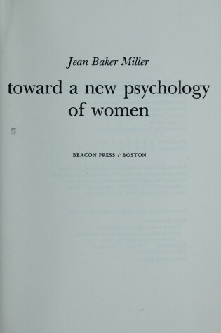 Cover of Toward a New Psychology of Woman