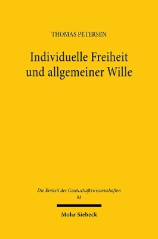 Cover of Individuelle Freiheit und allgemeiner Wille