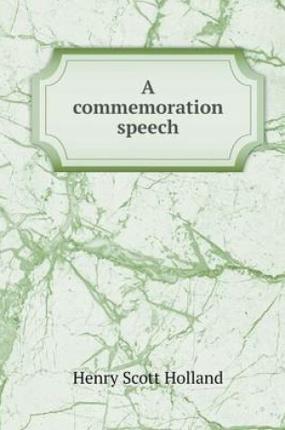 Cover of A commemoration speech