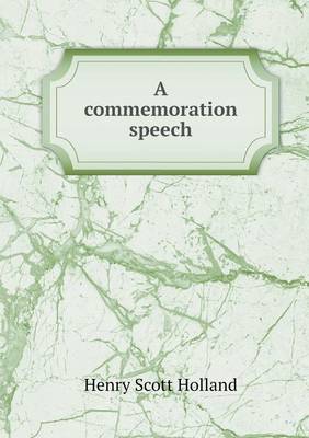 Book cover for A commemoration speech