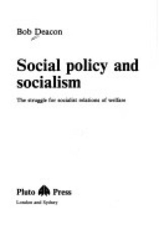 Cover of Social Policy and Socialism