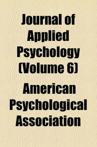 Cover of Journal of Applied Psychology Volume 6