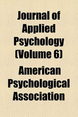 Book cover for Journal of Applied Psychology Volume 6