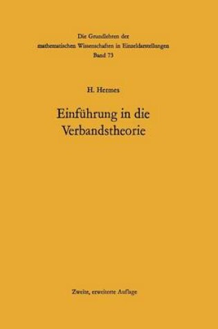 Cover of Einführung in Die Verbandstheorie