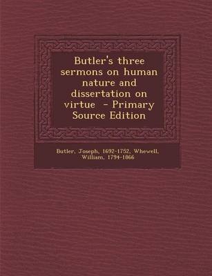 Book cover for Butler's Three Sermons on Human Nature and Dissertation on Virtue