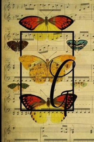 Cover of Letter "G" - Monogram Butterfly Music Journal - Blank Score Sheets
