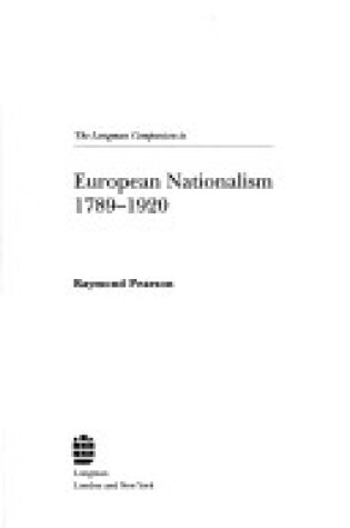 Cover of The Longman Companion to European Nationalism 1789-1920